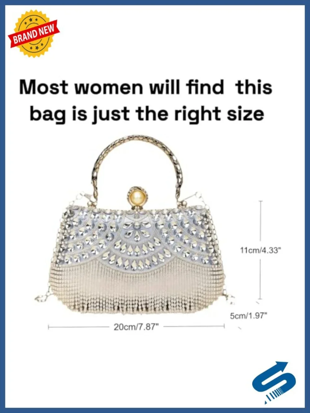 Rhinestone Fringe Clutch Purse for Women Evening Bag Sparkly Handbag Party